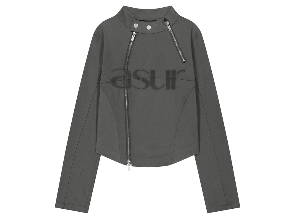AS YOU ARE - FACADE LOGO HIGH-NECK ZIP-UP (炭灰) J-A108