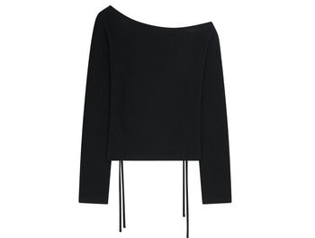 AS YOU ARE PUNCHING UNBALANCE OFF-SHOULDER (黑色) T-A1139