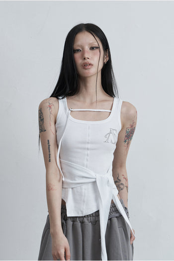 AS YOU ARE - WRAPPED TIDE SLEEVELESS (白色) T-A1141