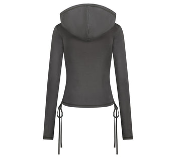 AS YOU ARE - SLIM PANEL HOOD LONG SLEEVE (炭灰) T-A1140