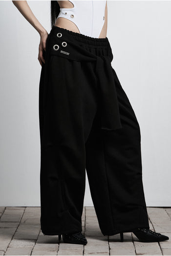 AS YOU ARE -  TIE BELT SWEATPANTS (黑色) P-A250