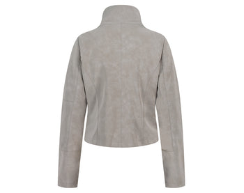 AS YOU ARE - HIGH-NECK BIKER LEATHER JACKET(炭灰) J-A111