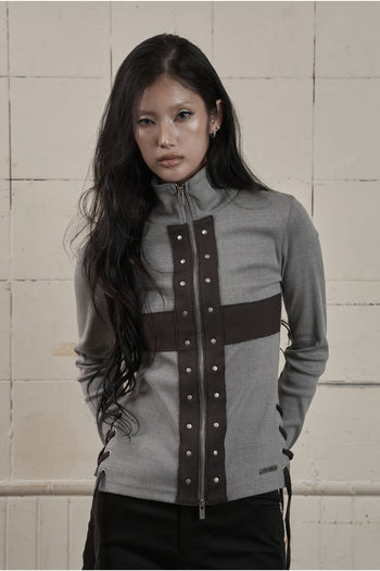 AS YOU ARE - CORSET-LINE ZIP-UP JACKET(灰色) J-A113
