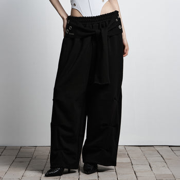 AS YOU ARE -  TIE BELT SWEATPANTS (黑色) P-A250