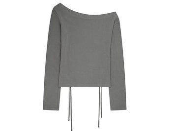 AS YOU ARE PUNCHING UNBALANCE OFF-SHOULDER (灰色) T-A1139