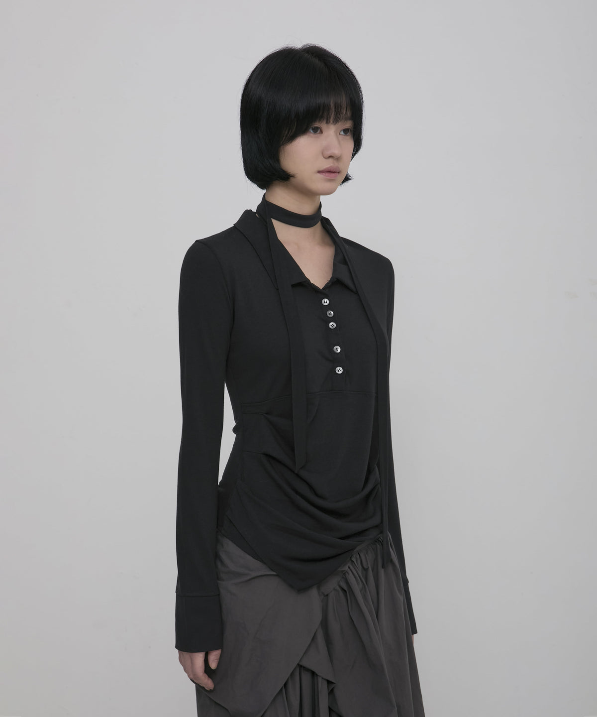 Asymmetrical Draped Shirt (FL-186)