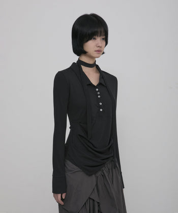 Asymmetrical Draped Shirt (FL-186)