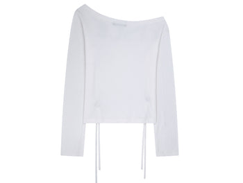 AS YOU ARE PUNCHING UNBALANCE OFF-SHOULDER (白色) T-A1139