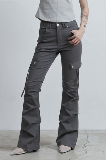 AS YOU ARE -  SIDE TUCK BOOT-CUT PANTS (灰色) P-A249