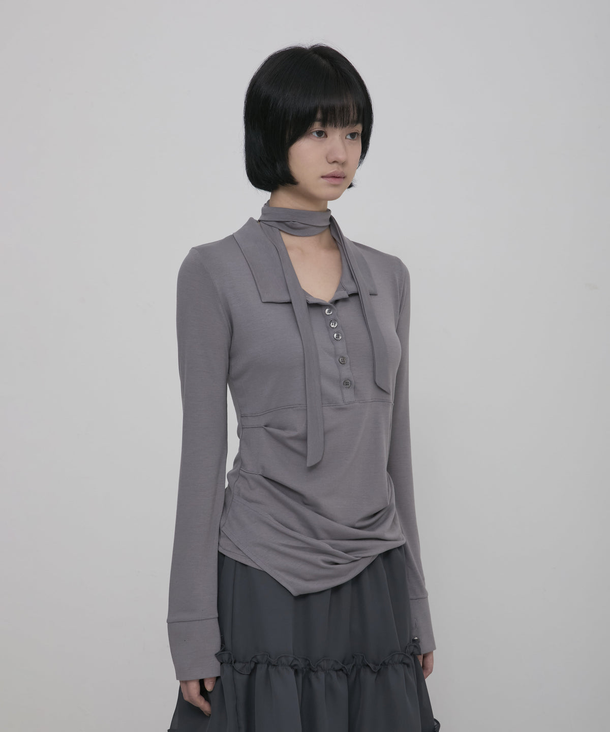 Asymmetrical Draped Shirt (FL-186)