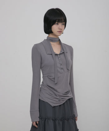 Asymmetrical Draped Shirt (FL-186)