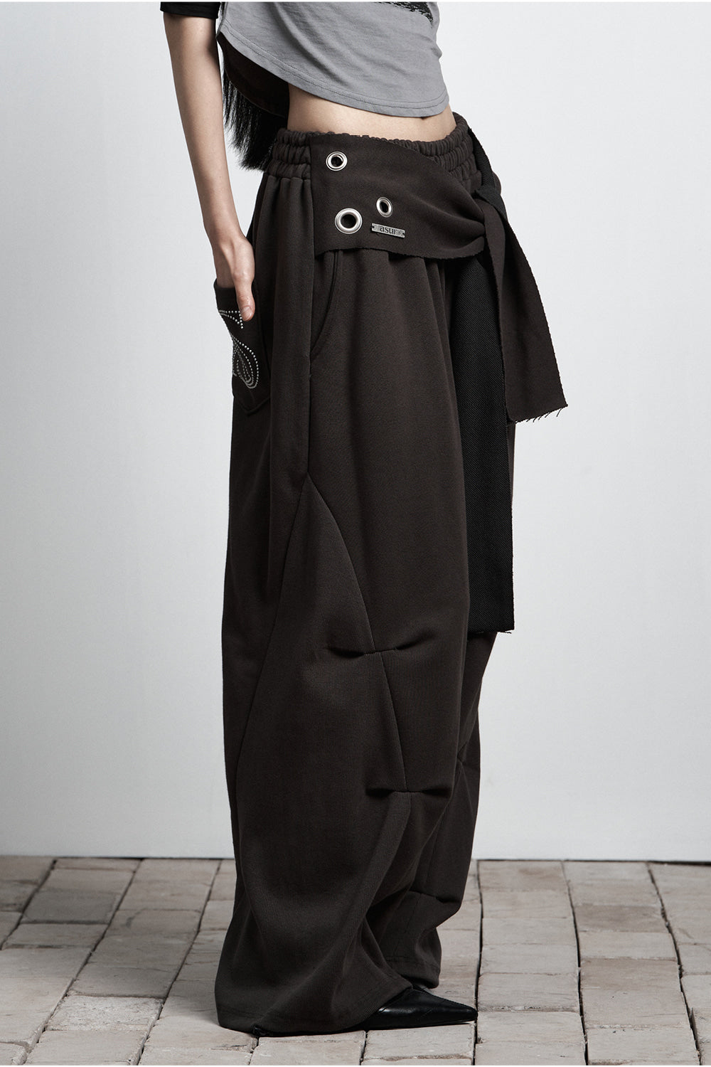 AS YOU ARE -  TIE BELT SWEATPANTS (炭灰) P-A250