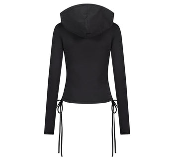 AS YOU ARE - SLIM PANEL HOOD LONG SLEEVE (黑色) T-A1140