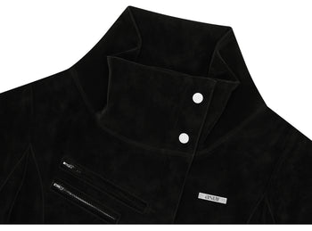 AS YOU ARE - HIGH-NECK BIKER LEATHER JACKET(黑色) J-A111