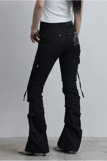 AS YOU ARE -  SIDE TUCK BOOT-CUT PANTS (黑色) P-A249