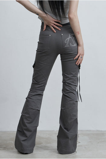 AS YOU ARE -  SIDE TUCK BOOT-CUT PANTS (灰色) P-A249