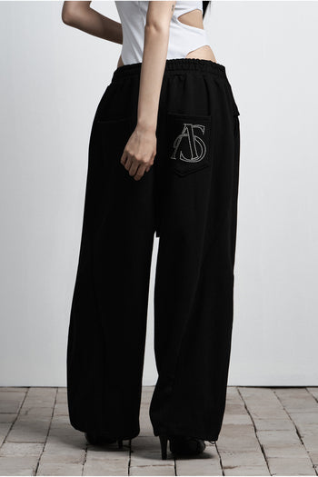 AS YOU ARE -  TIE BELT SWEATPANTS (黑色) P-A250