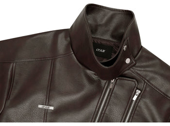 AS YOU ARE - HIDE SNAP LEATHER JACKET(棕色) J-A110