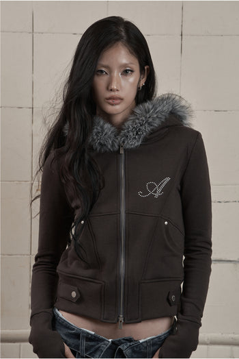 AS YOU ARE - LINE FUR HOOD ZIP-UP(深灰) J-A112