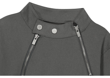 AS YOU ARE - FACADE LOGO HIGH-NECK ZIP-UP (炭灰) J-A108