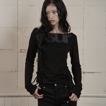 AS YOU ARE PUNCHING UNBALANCE OFF-SHOULDER (黑色) T-A1139