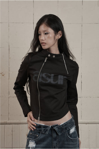 AS YOU ARE - FACADE LOGO HIGH-NECK ZIP-UP (黑色) J-A108