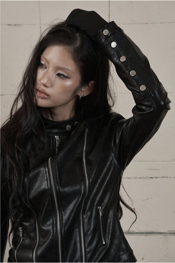 AS YOU ARE - FAKE SLIM LEATHER JACKET J-A109