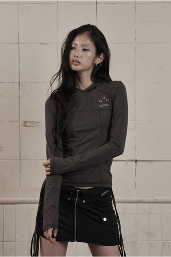 AS YOU ARE - SLIM PANEL HOOD LONG SLEEVE (炭灰) T-A1140