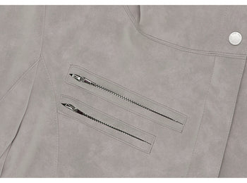 AS YOU ARE - HIGH-NECK BIKER LEATHER JACKET(炭灰) J-A111