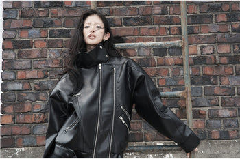 AS YOU ARE - HIDE SNAP LEATHER JACKET(黑色) J-A110