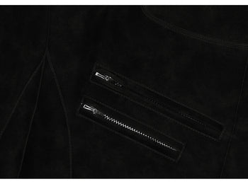 AS YOU ARE - HIGH-NECK BIKER LEATHER JACKET(黑色) J-A111