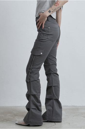 AS YOU ARE -  SIDE TUCK BOOT-CUT PANTS (灰色) P-A249