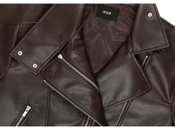 AS YOU ARE - HIDE SNAP LEATHER JACKET(棕色) J-A110