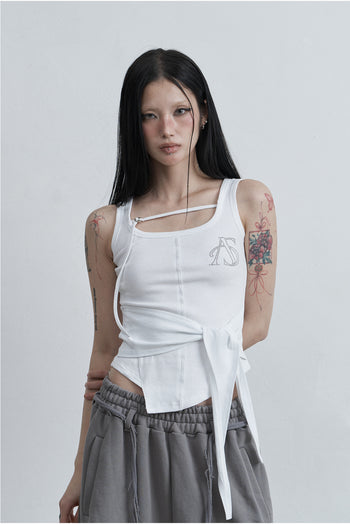 AS YOU ARE - WRAPPED TIDE SLEEVELESS (白色) T-A1141