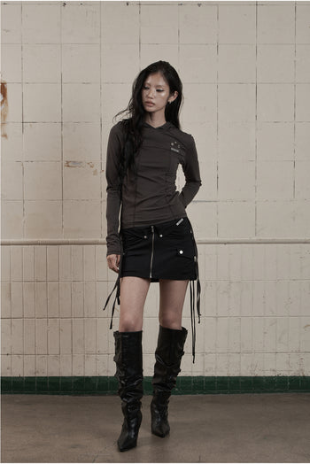 AS YOU ARE - SLIM PANEL HOOD LONG SLEEVE (炭灰) T-A1140