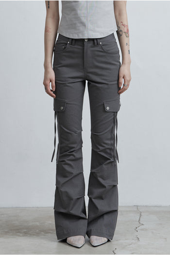 AS YOU ARE -  SIDE TUCK BOOT-CUT PANTS (灰色) P-A249