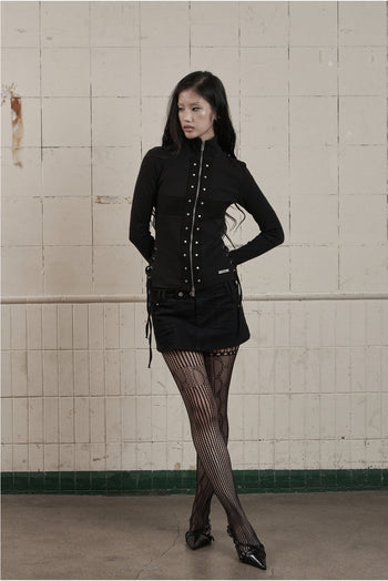 AS YOU ARE - CORSET-LINE ZIP-UP JACKET(黑色) J-A113