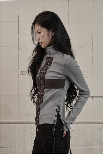 AS YOU ARE - CORSET-LINE ZIP-UP JACKET(灰色) J-A113