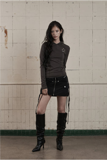 AS YOU ARE - SLIM PANEL HOOD LONG SLEEVE (炭灰) T-A1140