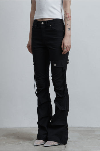 AS YOU ARE -  SIDE TUCK BOOT-CUT PANTS (黑色) P-A249
