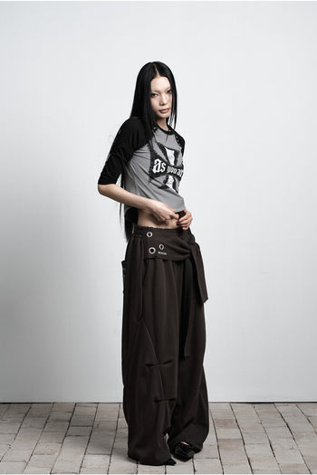 AS YOU ARE -  TIE BELT SWEATPANTS (炭灰) P-A250