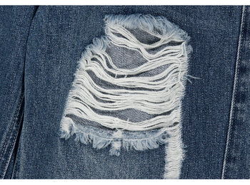 AS YOU ARE -  FOLDED DAMAGE LOOSE DENIM PANTS(深藍)  P-A248