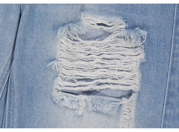 AS YOU ARE -  FOLDED DAMAGE LOOSE DENIM PANTS(淺藍)  P-A248
