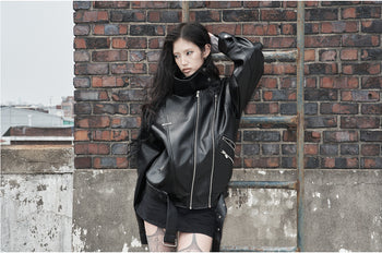 AS YOU ARE - HIDE SNAP LEATHER JACKET(黑色) J-A110