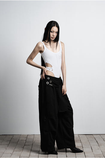 AS YOU ARE -  TIE BELT SWEATPANTS (黑色) P-A250