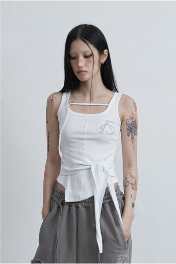 AS YOU ARE - WRAPPED TIDE SLEEVELESS (白色) T-A1141
