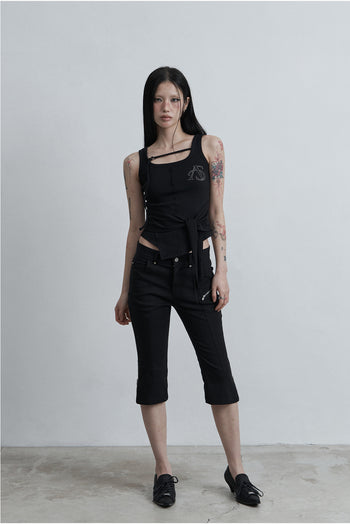 AS YOU ARE - WRAPPED TIDE SLEEVELESS (黑色) T-A1141