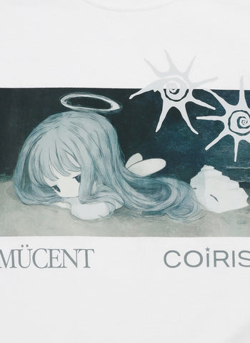 MUCENT X COIRIS ARIEL SIDE LEATHER PATCH HALF T (白色）T-C1040