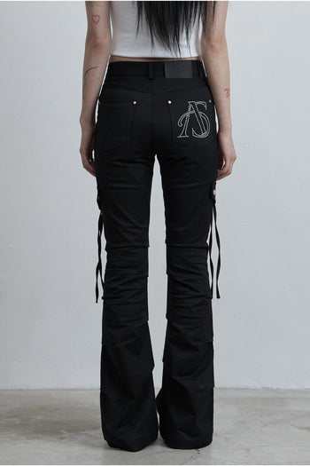 AS YOU ARE -  SIDE TUCK BOOT-CUT PANTS (黑色) P-A249