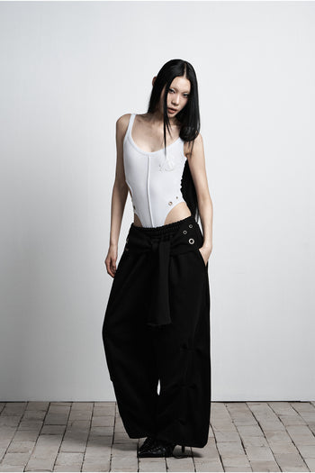 AS YOU ARE -  TIE BELT SWEATPANTS (黑色) P-A250